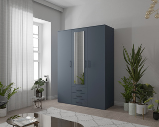 Szafa 3 drzwiowa Omega 150 cm niebieska z lustrem