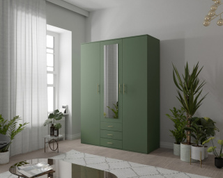 Szafa 3 drzwiowa Olaf 150 cm zielona z lustrem