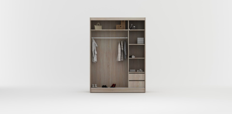 Szafa przesuwna Rumba 150 cm czarno - szara z dużym lustrem +lacobel